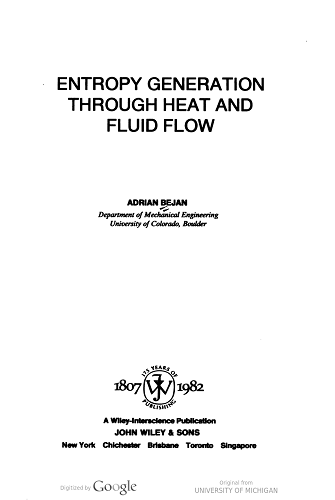 Entropy generation through heat and fluid flow